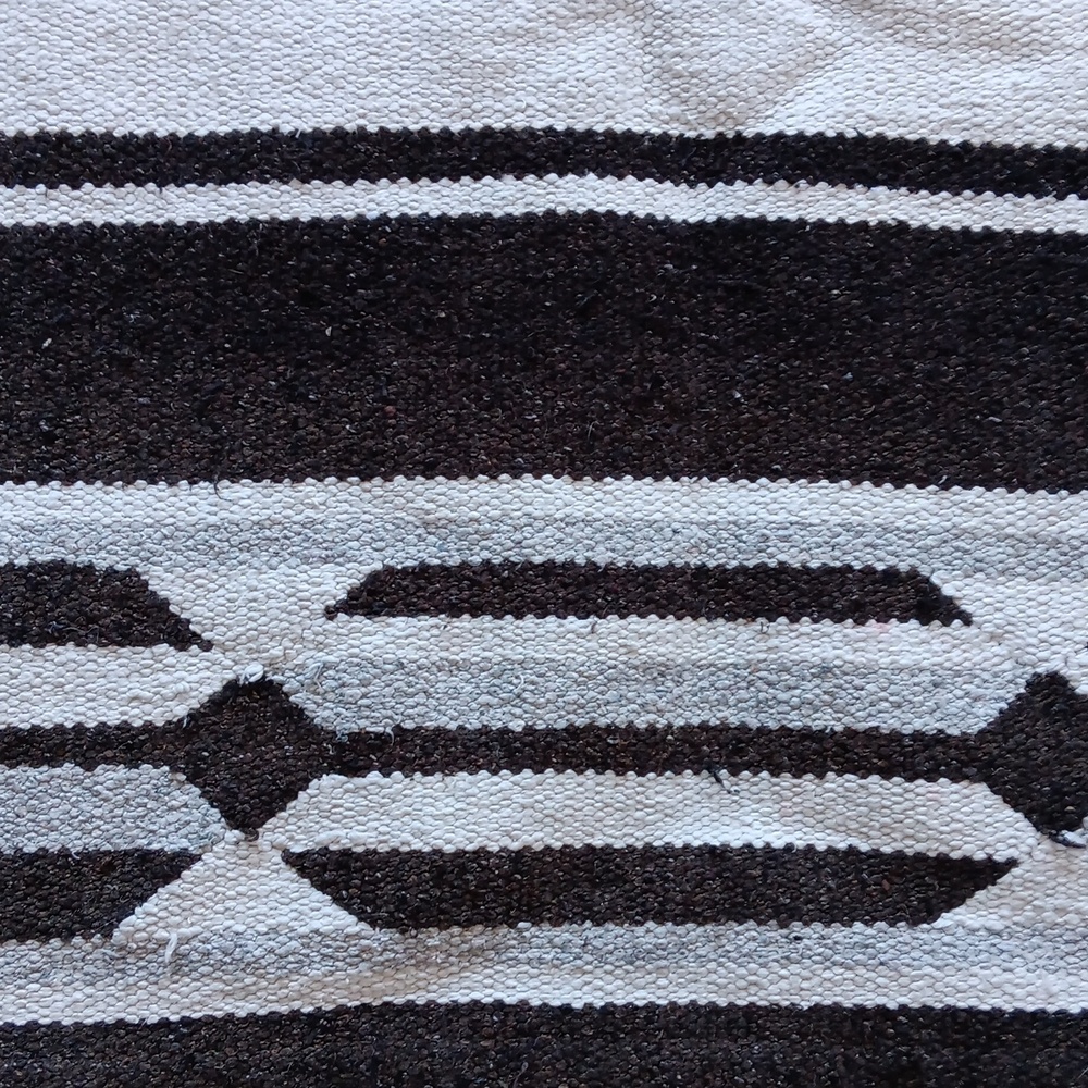 Dark Brown and White Striped Rug - Picture 2 of 4